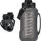 Collapsible 2L Silicone Water Bottle with Straw and Carrying Strap - Half Gallon Capacity